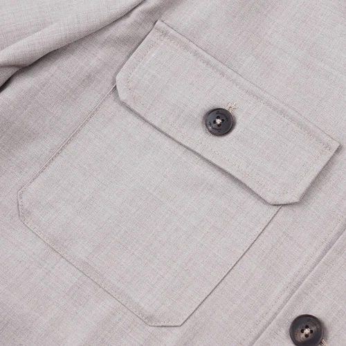 Drumohr Gray-Beige Extrafine Wool Button Front Shirt-Jacket M/L (Eu 50) NWT image 3