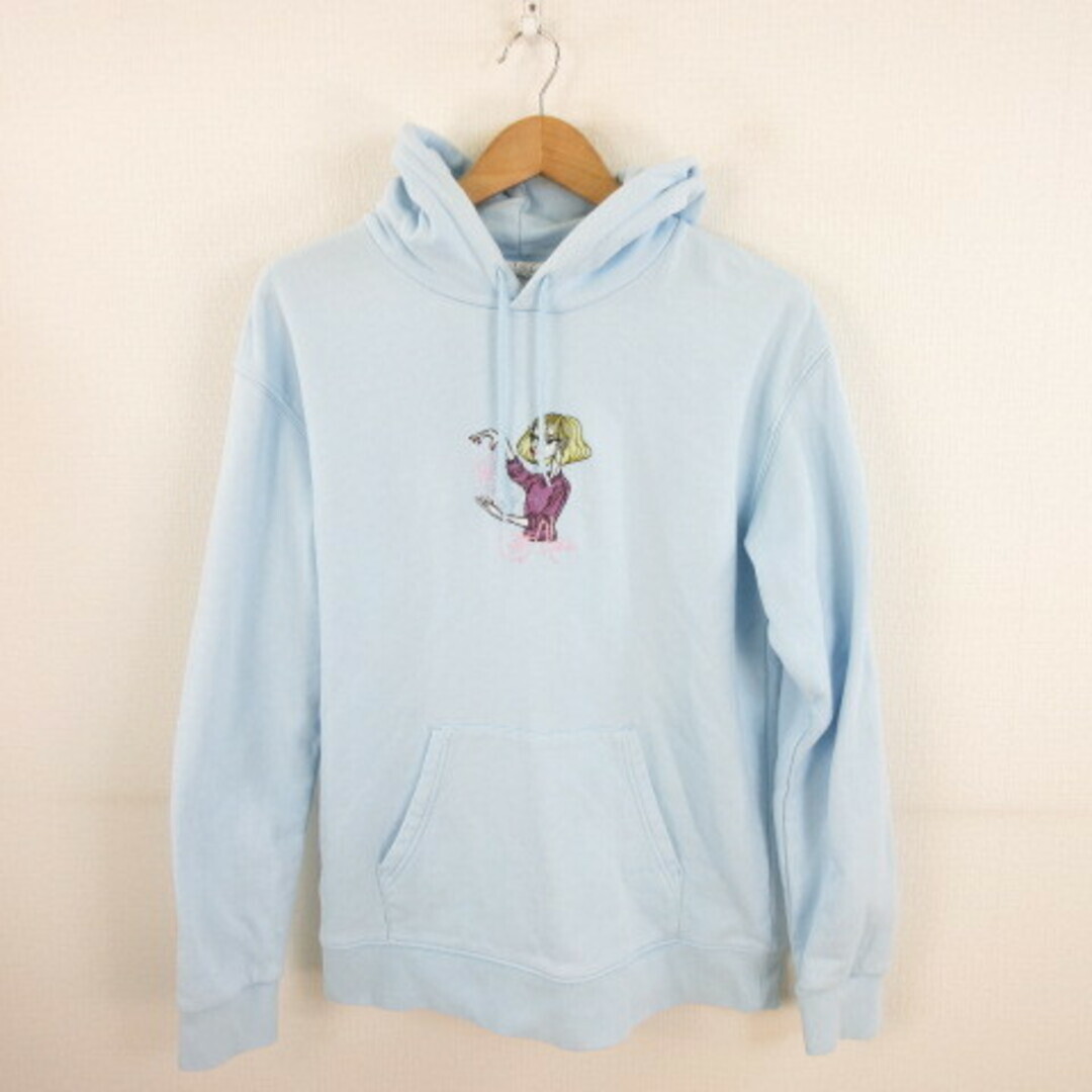 Left Alone Hoodie Sweatshirt Long Sleeve Embroidered Light Blue XL 