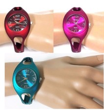 NEW-GENEVA METALLIC MATTE BRIGHT BRACELET,CUFF,BANGLE CUFF WATCH  1371