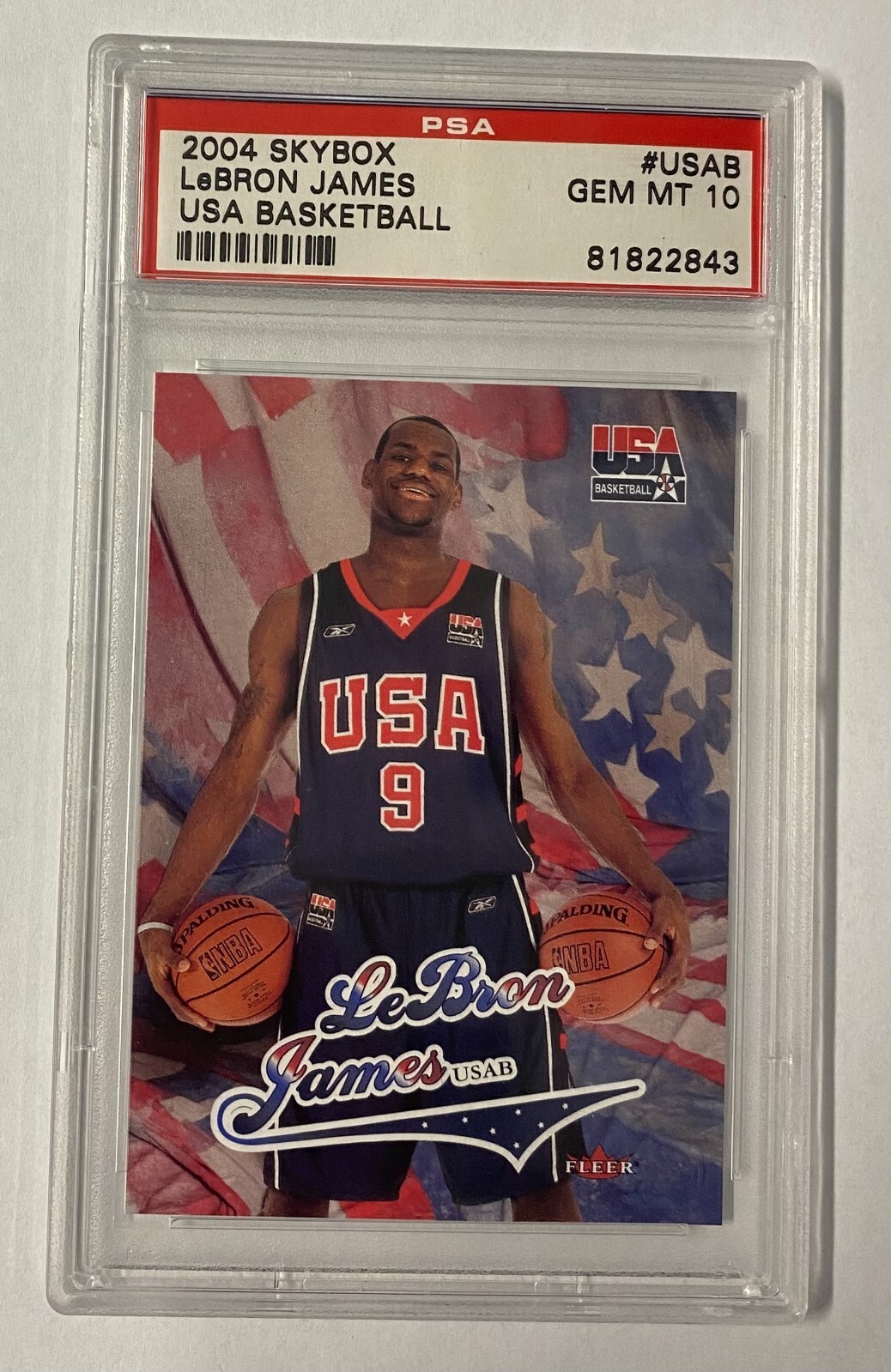 2004 FLEER SKYBOX LeBRON JAMES USA BASKETBALL PSA 10 GEM MINT #USAB CAVALIERS