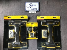 2 Set Stanley Black Coated Ornamental Strap Gate Door Hinges 76-0840& Latch  234