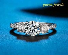 Lab-Created 2.18CT Round Cut Diamond Engagement Wedding 14K White Gold Over Ring