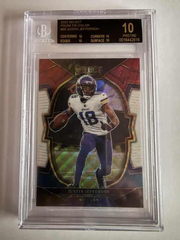 2022 Panini Select Justin Jefferson #50 Tri-Color Prizm /249 BGS 10 BLACK LABEL!