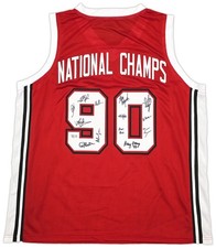 UNLV Runnin Rebels 1990 NCAA Champs Auto Red Jersey 13 Sig Larry Johnson Beckett