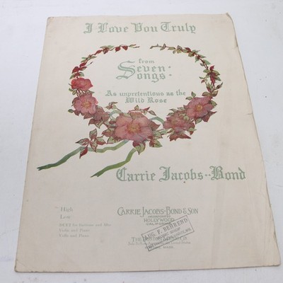 I Love You Truly fr Seven Songs Piano Voice Sheet Music 1904 Carrie Jacobs-Bond