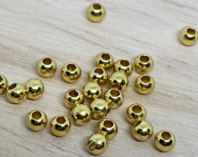 Abstandshalter Abstandsperlen Spacer 250 Stück 3 mm Kugel Metall Gelb-Gold DIY - Bild 1 von 4