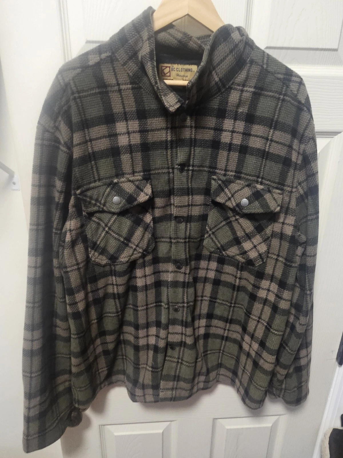 Men's BC Clothing Plaid Fleece Jacket Button Front xxl New Without Tags. - product detail image 1