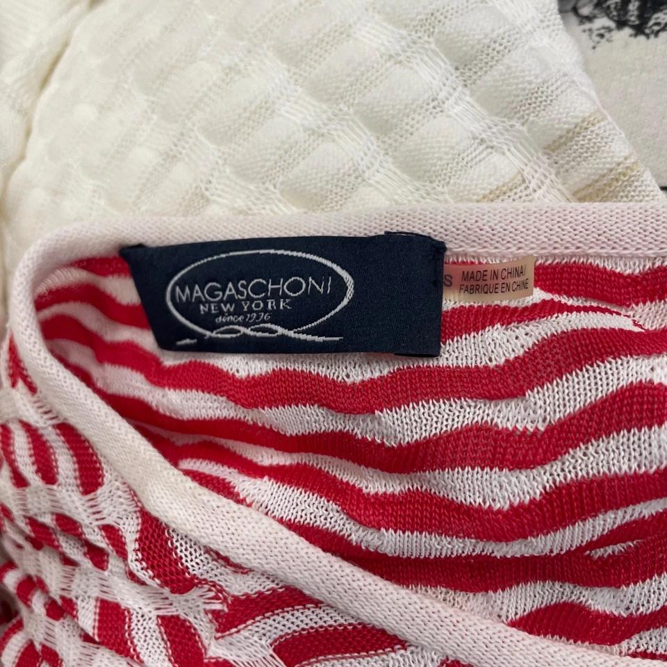 Magaschoni Womens Red/White Gradient Crochet Sleeveless Dress Fitted Size S - Image 4 of 4