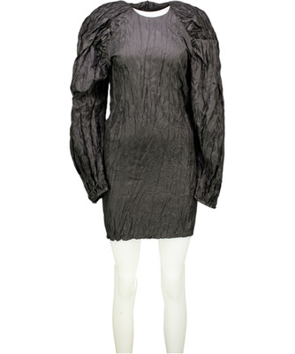 Rotate Birger Christensen Black Plissé-sateen Mini Dress Eu34 UK 6