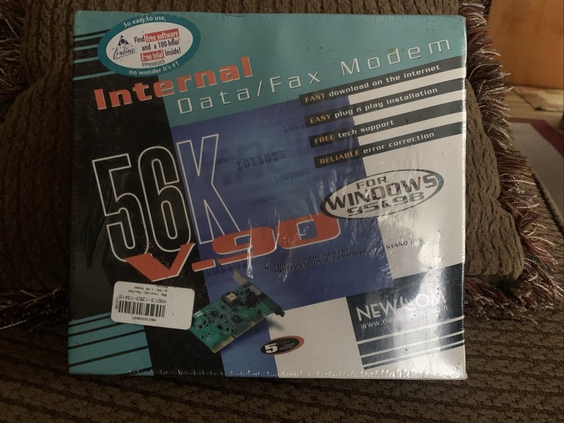 Newcom 16-bit ISA Computer Internal Fax Modem V.90 56K Win 95/ 98, New