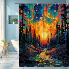 Colorful Sunset Forest Shower Curtain