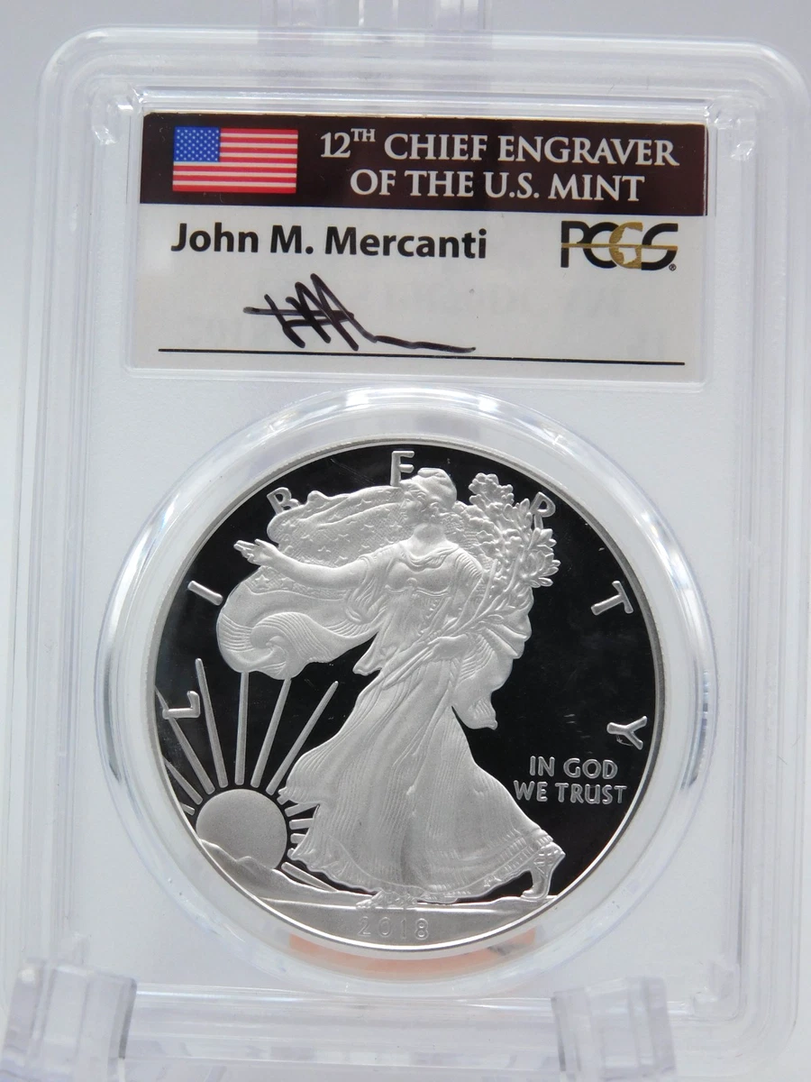 値下げ】米国2018年イーグル銀貨　ジョン・マーカンティサイン PR70DCAM 2018 American Eagle PR 70 Graded Silver Bullion Coins for sale | eBay