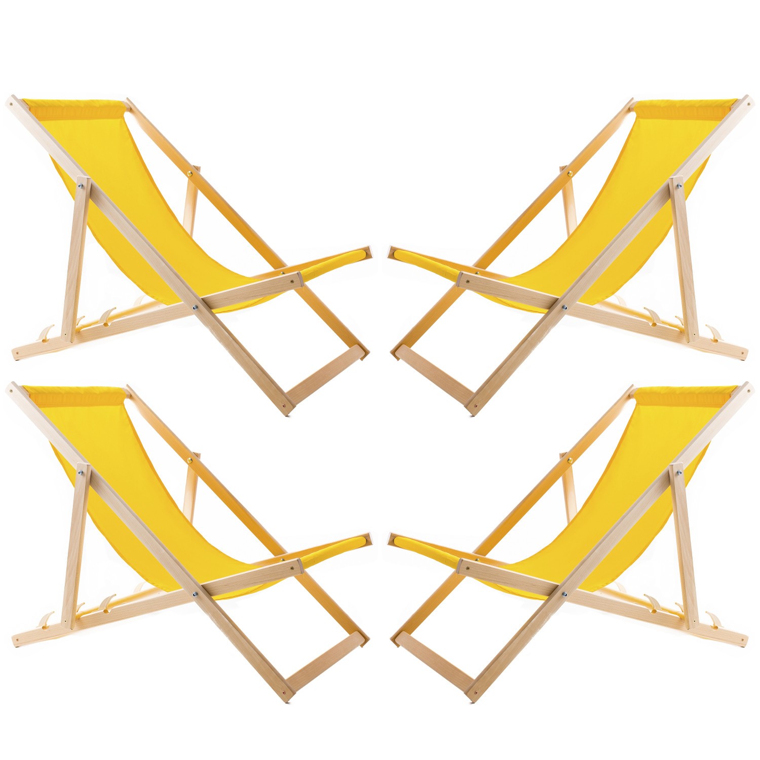 Chaises longues en bois Woodok lot de 4 pour illuminer votre terrasse et piscine