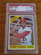 1966 Topps #60 Curt Flood Cardinals PSA 8 - NM/MT