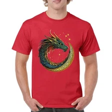 Celtic Moon Dragon T-shirt Mystical Serpent Spiritual Fantasy Fire Men's Tee