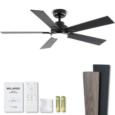 Modern Ceiling Fans with Lights - 52 inch Black Outdoor Ceiling Fan with Ligh...