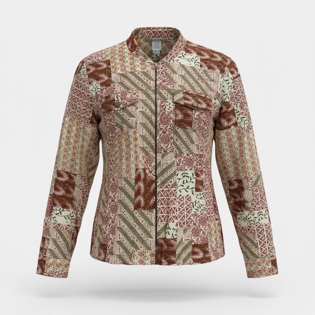 Stonebridge Jacket Medium Patchwork Zip Up Vintag… - image 1