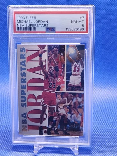 1993 MICHAEL JORDAN Fleer # 7 NBA Superstars PSA 8