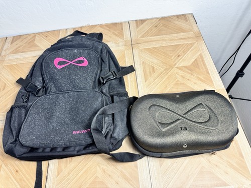 nfinity cheer backpack black sparkle glitter With Shoe Case