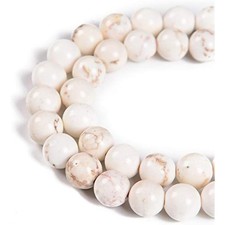 45pcs 8mm Natural Stabilized White Turquoise Gemstone Round Spacer Loo