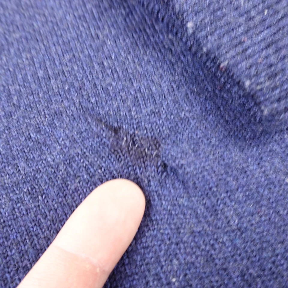 VTG LL Bean Sweater Mens L Blue Merino Wool Knit Pullover Mock Zip Sweatshirt - Image 3 of 4