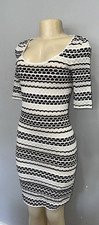 M MISSONI BLACK  WHITE KNIT SHORT SLEEVE STRETCH DRESS Sz 38 MADE IN ITALY