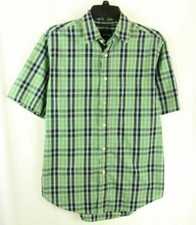 Basic Editions Mens Shirt Plaids Green Easy C...