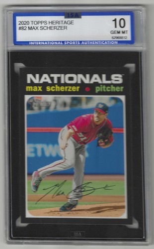 2020 Topps Heritage Max Scherzer # 82 Graded Card ISA 10 Nationals gem mint - 第 1/2 張圖片