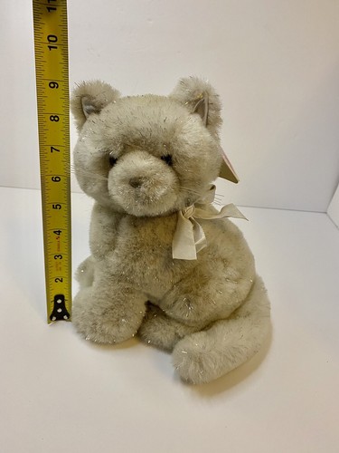 Dakin Christmas Glitter 9" Cat Kitty Plush Toy W/ Tag Silver 1988 Read Desc. - Picture 7 of 14