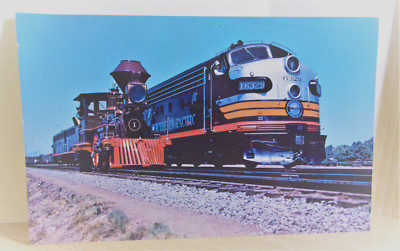 Vintage Southern Pacific The Old & The New Train Engine nicht verschickt große Postkarte