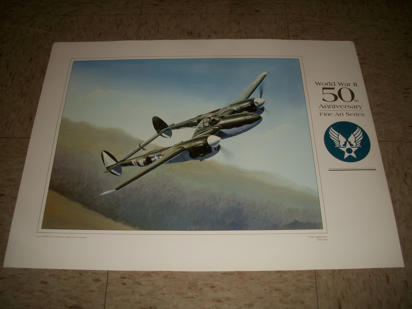 Vintage US Air Force Recruitment Poster - WW2 50th Anniversary Commemorative P-38 Lightning Design - Premium 18x24 Inch USAF Wall Art