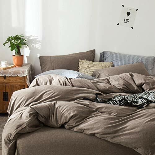 FOSSA Jersey Knit 3 Pieces Duvet Cover Set Brown Queen T-Shirt Heathered Cott  eBay