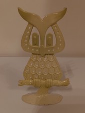 Vintage Metal Owl Yellow Figurine Revere Brand Earring Holder 70s Retro 6 Inch