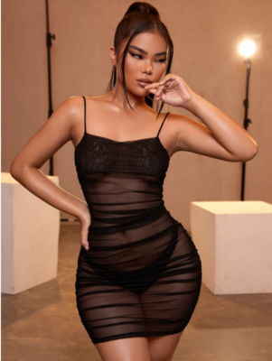 see through ruched dress Womens Lipsy Black Lace Mesh High Neck Ruched Mini Dress US 10