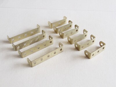 10 x Meccano matt Messing versilbert Doppel Winkelstreifen 4 x 48a, 6 x 48 gestempelt MMIE