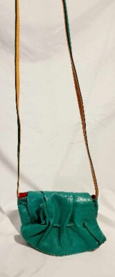 Carlos Falchi Handbag Green Faux Alligator Skin Crossbody Small
