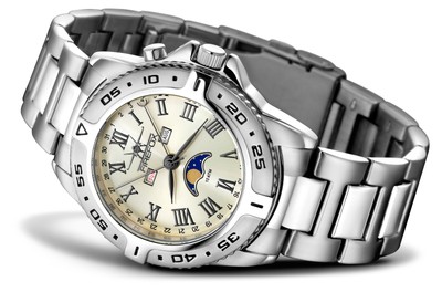 FIREFOX Mondphasenuhr Herrenuhr lemongrass Edelstahl 10 ATM wasserdicht Miyota