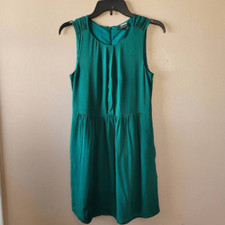 MADEWELL Shirred Silk Dress in Green Size 2