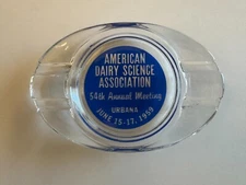 vintage 1959 American Dairy Science Association glass ashtray Urbana  Illinois
