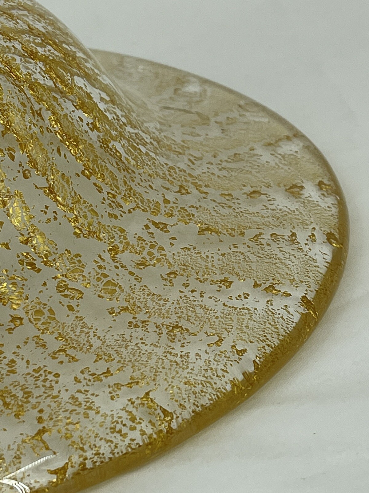 Murano Art Hand Blown Glass Bird Bath (5) Birds Gold Flakes Authentic