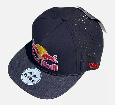 R -Black Flat Brim Performance Cap w/Black Rope. 3 Logos.  F1/MotoGP/Motocross.