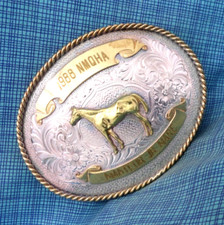 NMQHA Trophy Belt Buckle 1988 Amateur Jr Mare Quarter Horse SSP Vtg MSS .GMP161