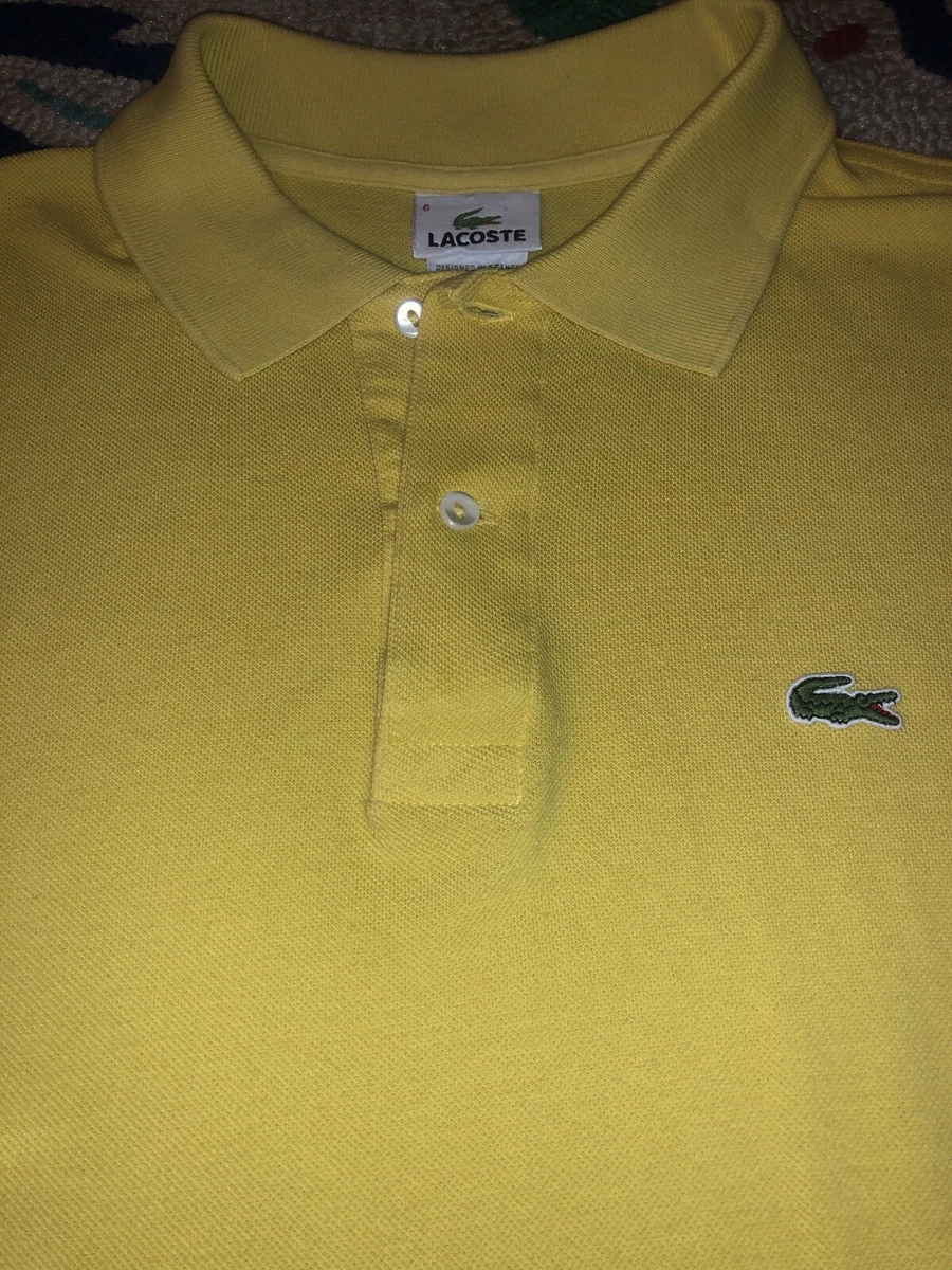 LACOSTE POLO SHIRT SIZE Mens 6 Preppy Yellow See Size Chart Small Flaw See Pic