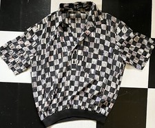 Alan Stuart Polo Shirt Banded Waist Fabric Abstract Checkered Geometric Vintage
