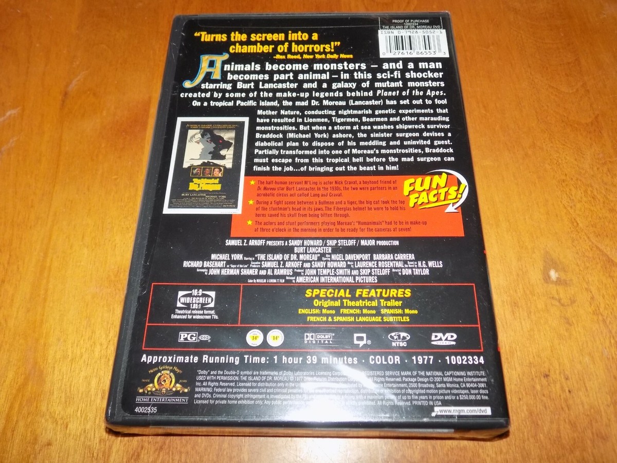 THE ISLAND OF DR. MOREAU BURT LANCASTER MICHAEL YORK 70's Sci-Fi