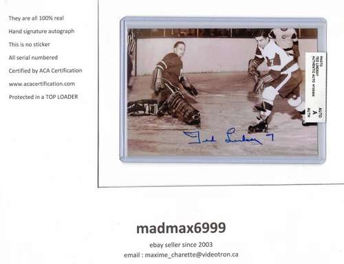 Ted Lindsay HOF 66 Detroit Red Wings AUTOGRAPH AUTO SIGNED PHOTO PICTURE COA