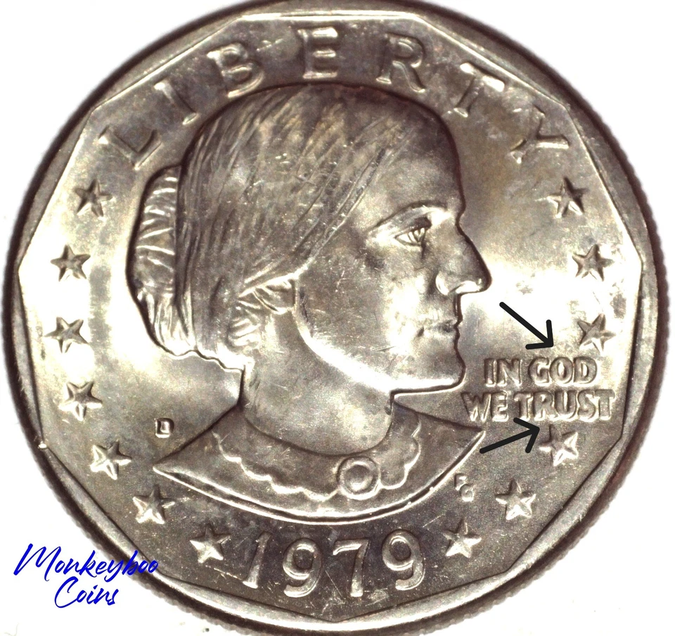 1979 D Susan B. Anthony Dollar - Strike-Through & Fat Doubling - Error coin - Image 2 of 4