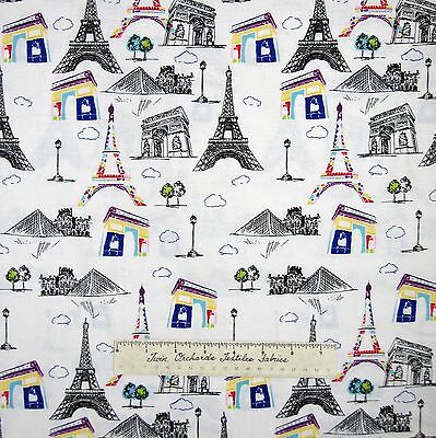 Pepe in Paris Fabric Riley Blake YARD Black & White Eiffel Tower 