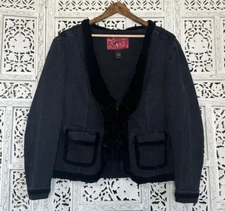 Venezia Black Velvet Whimsygoth Y2K Style Jacket Sz XL