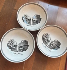 3 ROYAL Stafford HALLOWEEN TILL DEATH DO US PART Salad Bowls Skull Couple